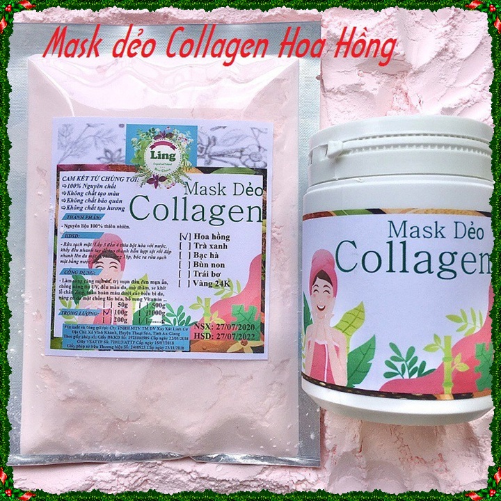 Mask dẻo 200g Cánh Hoa Hồng Collagen Ling Có giấy VSATTP giấy ĐKKD nhiều công dụng