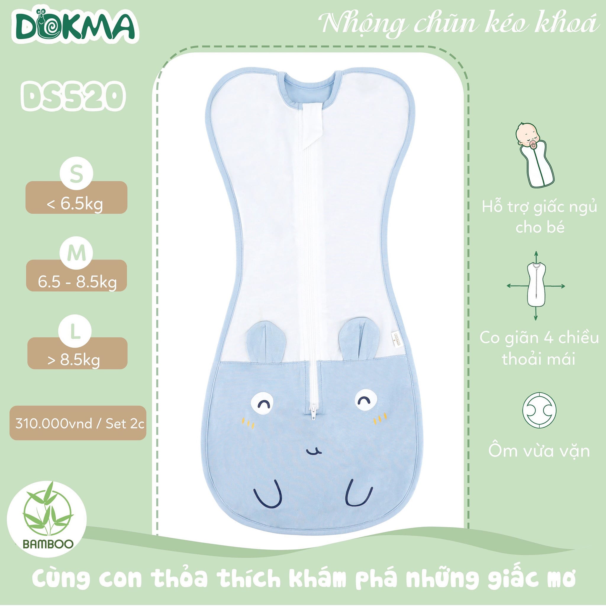 DS520 Set 2 cái Nhộng chũn DOKMA cho trẻ sơ sinh đến 9m
