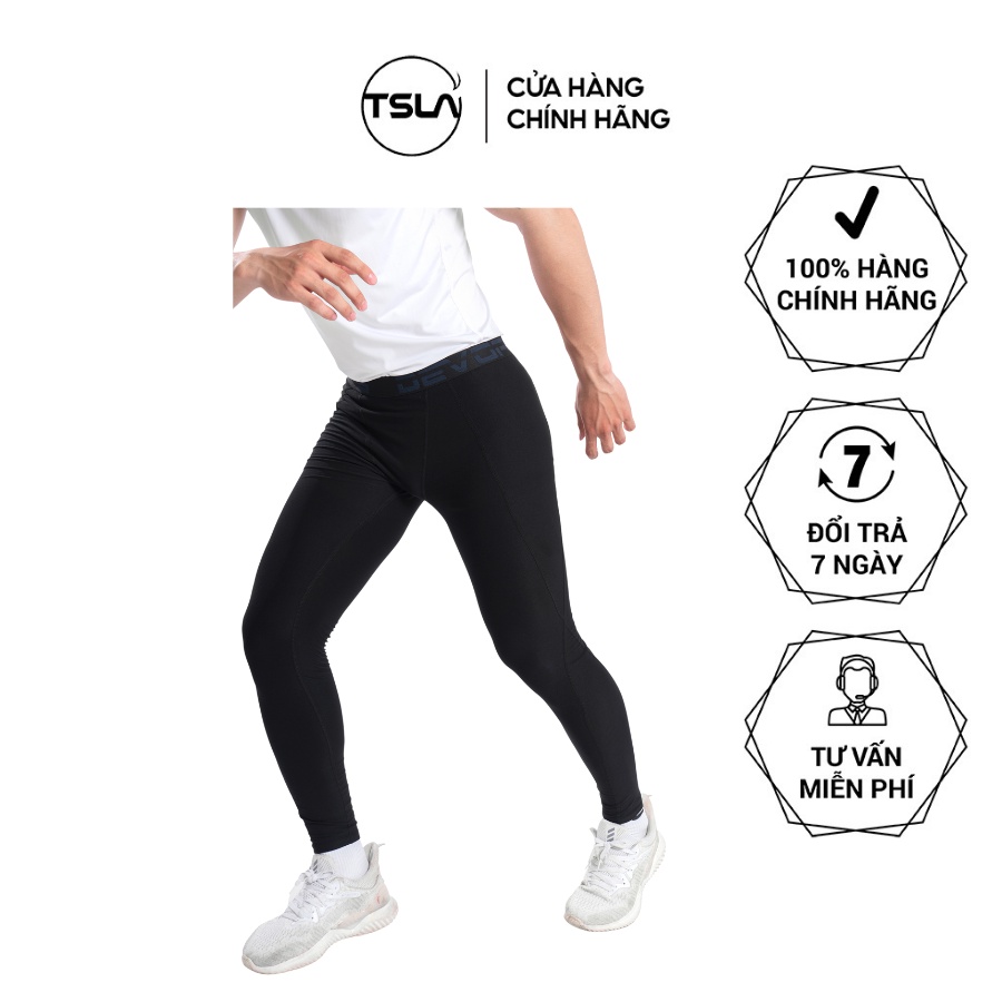 Quần tập gym nam TSLA DEVOPS dạng quần legging thể thao dài có túi bản to form ôm co giãn bó cơ combat đạp xe DEL1008