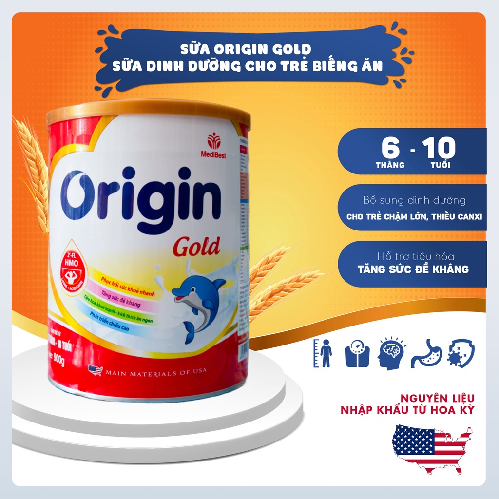Sữa Origin Gold 900g- Dành cho trẻ suy dinh dưỡng sức đề kháng kém