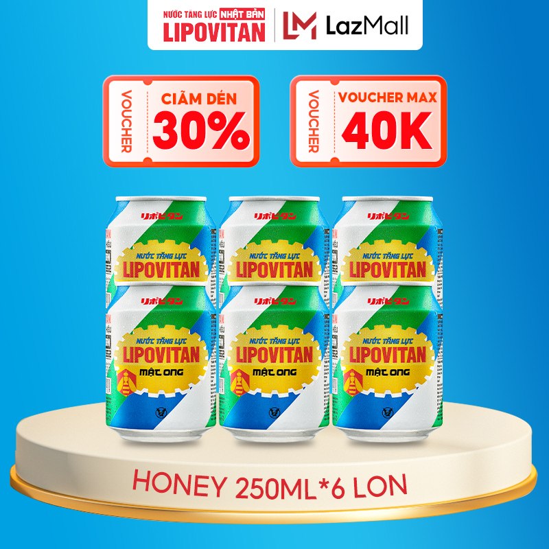 Nước tăng lực Nhật Bản Lipovitan Honey lon - Thùng 250ml*6 lon