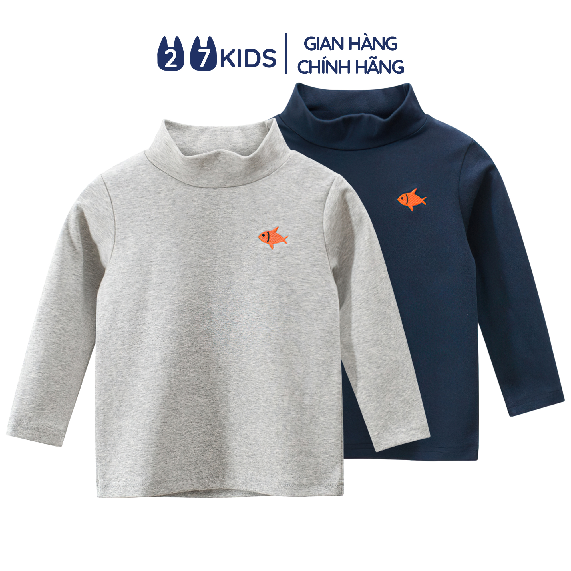 Áo thun cổ lọ dài tay bé trai 27Kids áo thu đông cao cổ nam cho trẻ từ 2-10 tuổi BLTN1