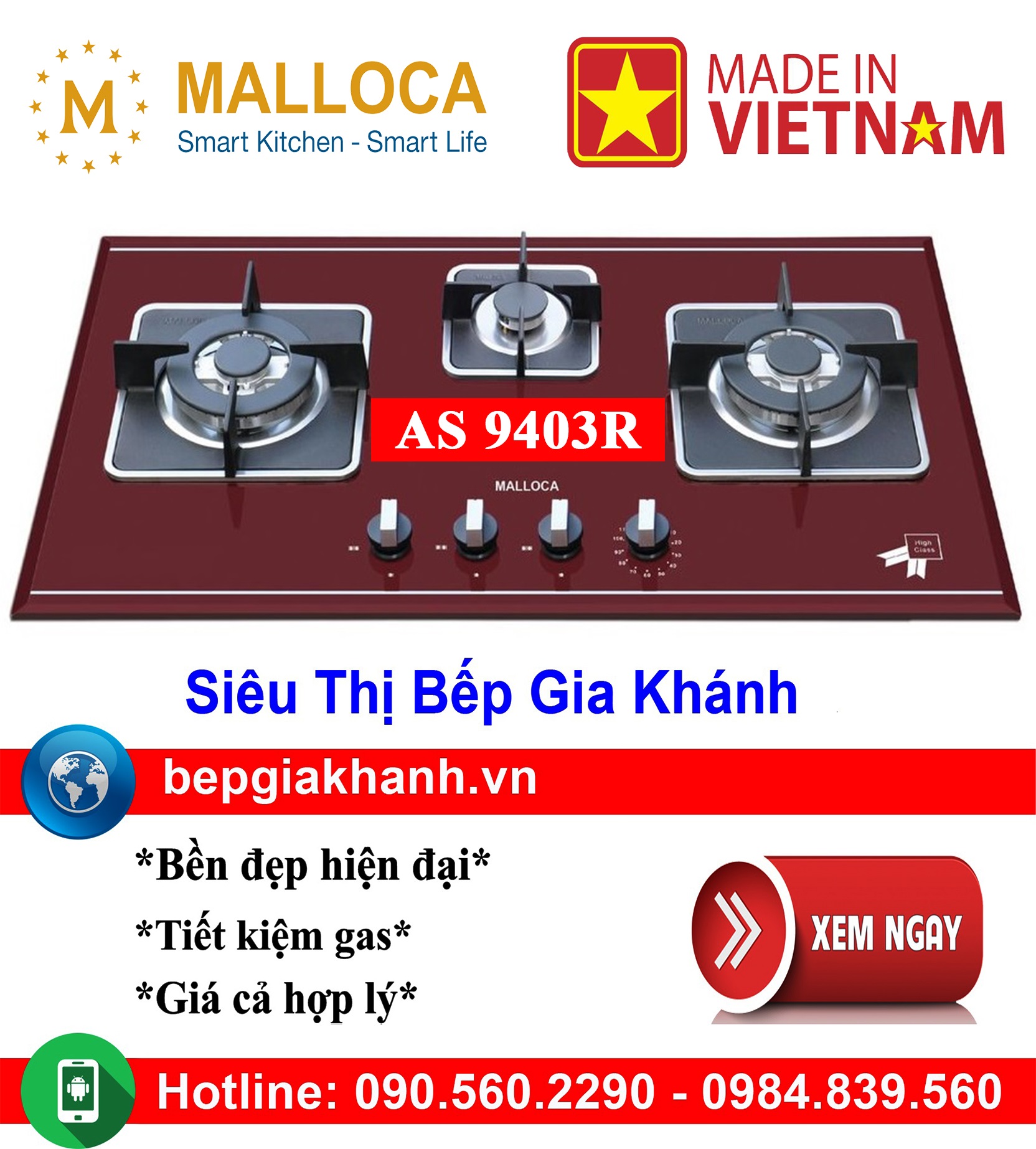 [HCM]Bếp gas âm 3 vùng nấu Malloca AS 9403R lắp ráp Việt Nam, bếp gas, bếp gas đôi, bếp gas đơn, bếp gas âm, bếp ga, bếp ga đôi, bếp ga đơn, bếp ga âm, bep ga, bep gas