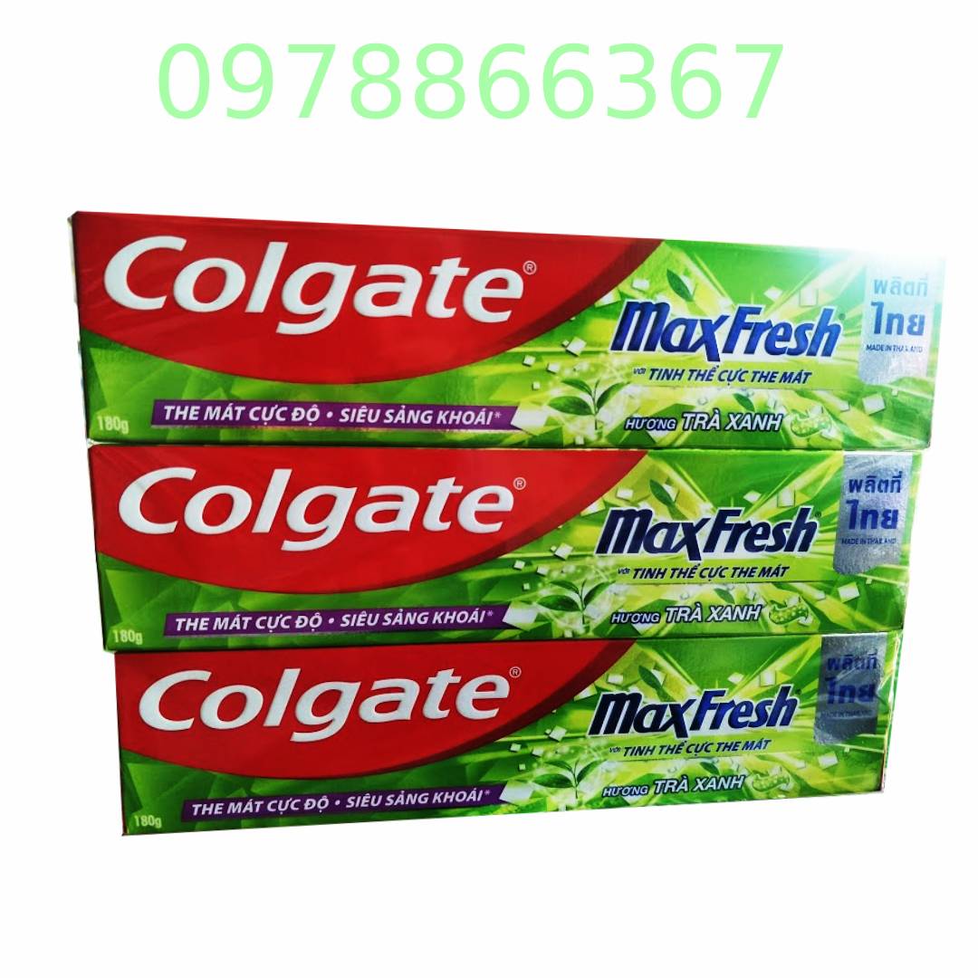 Combo ba kem đánh răng colgate max fresh trà xanh tinh thể cực mát 180g