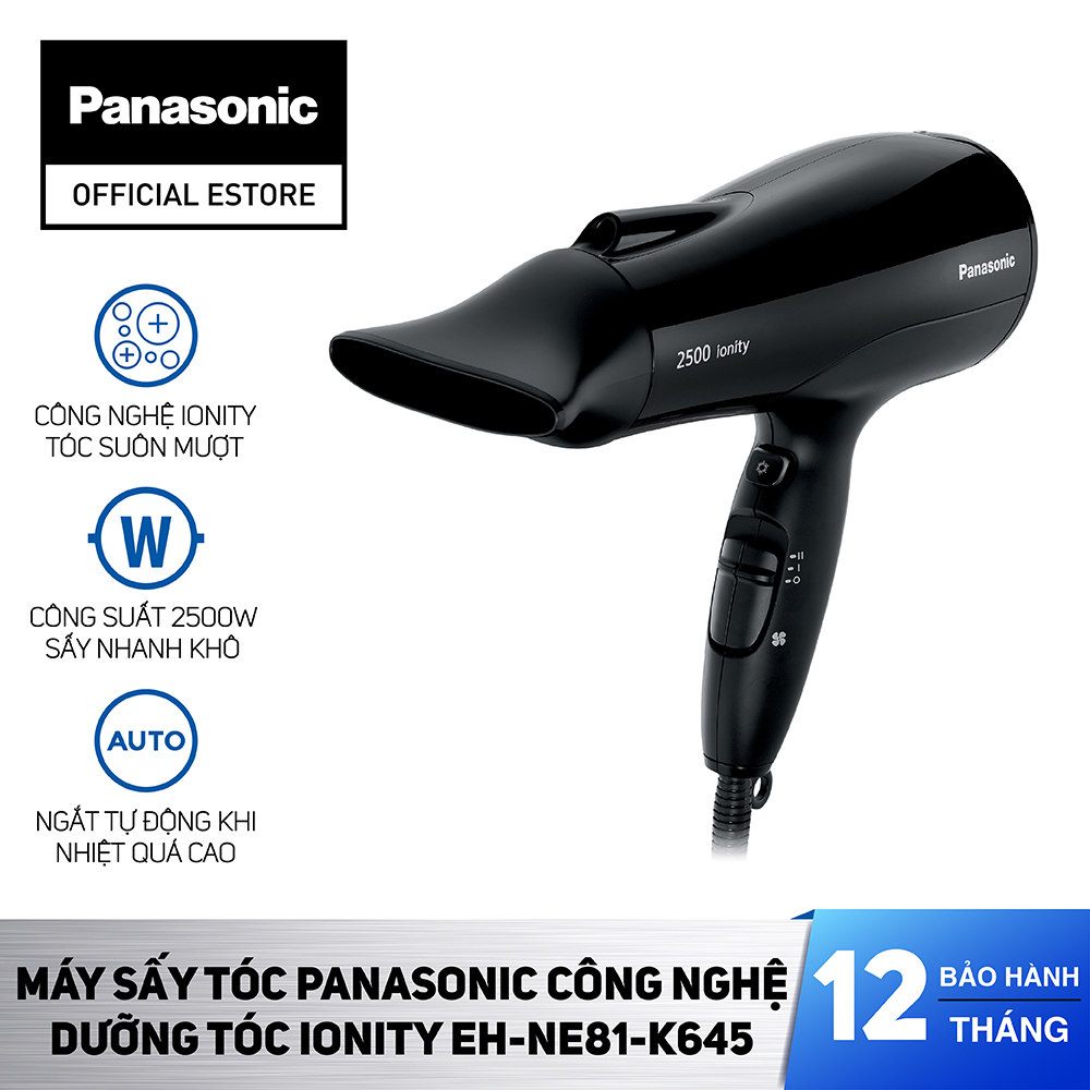 Máy Sấy Tóc Panasonic Công Nghệ Ionity EH-NE81-K645 - Dưỡng Ẩm Và Bảo Vệ Cho Tóc Và Da Đầu -Công Suất 2500W - Tiết Kiệm Thời Gian - Bảo Hành Chính Hãng 12 tháng