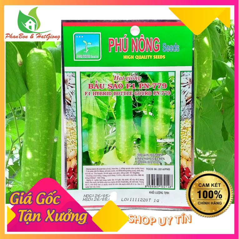 Hạt Giống Bầu Sao Lai Trái Dài Trồng Quanh Năm, Gói 10 Hạt - Phú Nông Seeds - Shop Phân Bón, Hạt Giống Rau Củ Quả, Xơ Dừa, Mùn Dừa, Đất Sạch Trồng Rau, Hoa Hồng, Hoa Mai, Cây Cảnh Tp. Hồ Chí Minh
