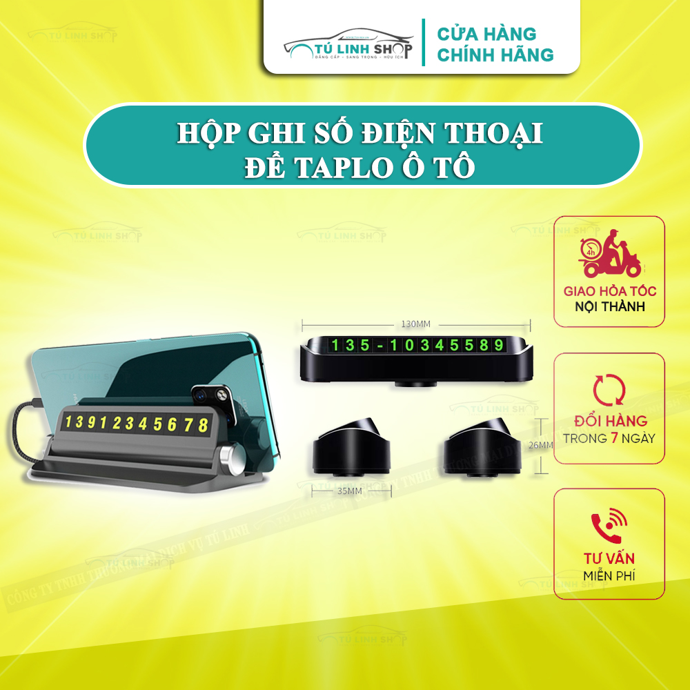 Hộp ghi  số điện thoại ô tô cảnh báo khi dừng, đỗ xe loại bảng số điện thoại phát quang  đế có sẵn keo tiện dụng