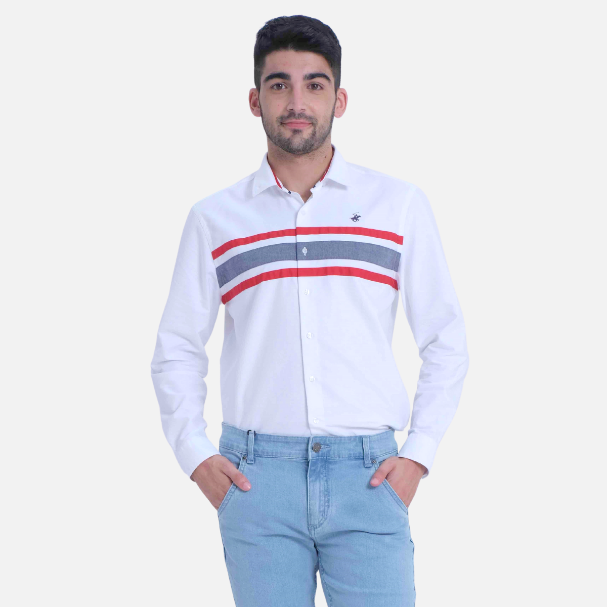 Beverly hills polo club - áo sơ mi dài tay nam regular fit trắng wh- bhpc cmrss22tl015