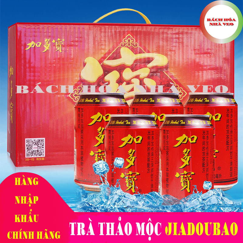 Thùng 24 Lon Trà Thảo Mộc Jia Dou Bao Trà Lon Đỏ Trung Quốc Hàng Chuẩn Date Mới