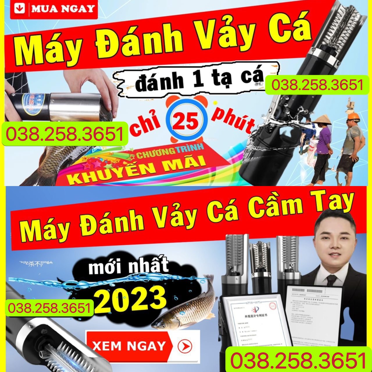 Máy đánh vảy cá cầm tay chống thấm nước bằng pin HOẶC điện công suất lớn