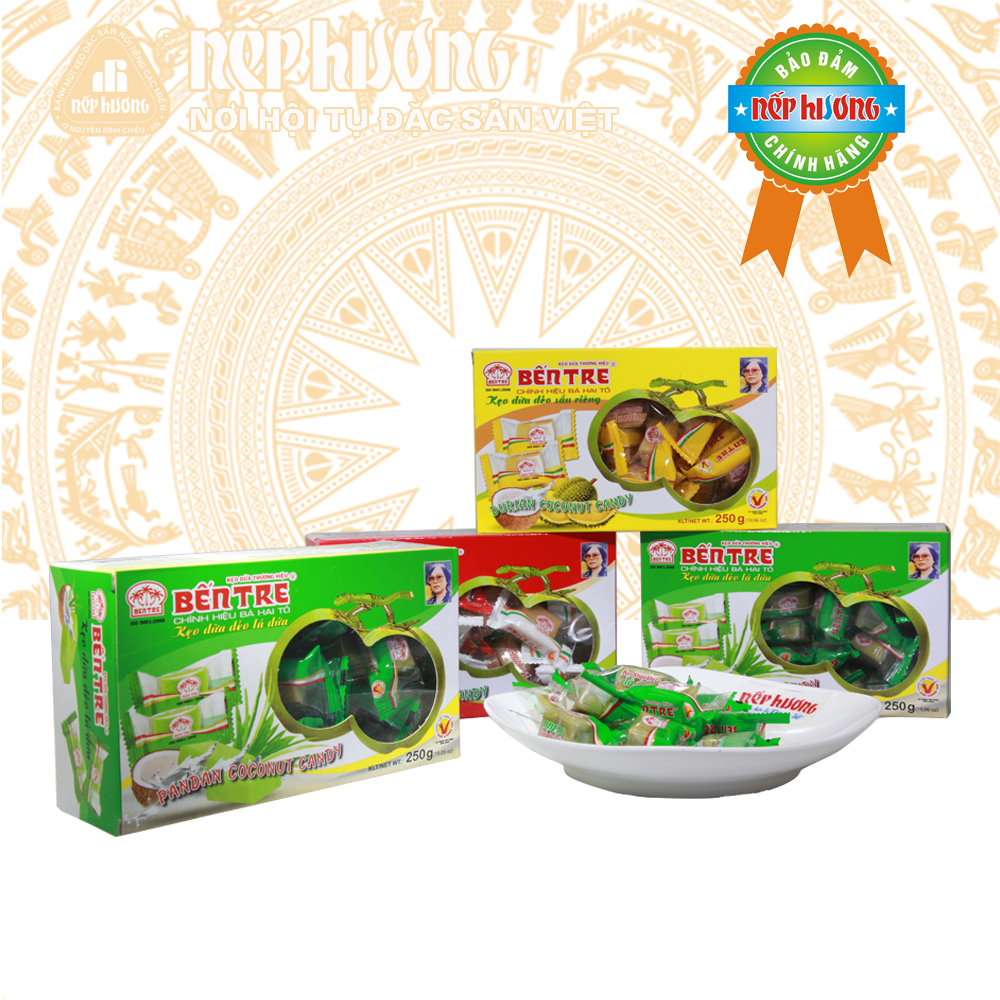 Kẹo dừa dẻo lá dứa – bến tre – hiệu bà hai tỏ - 250g