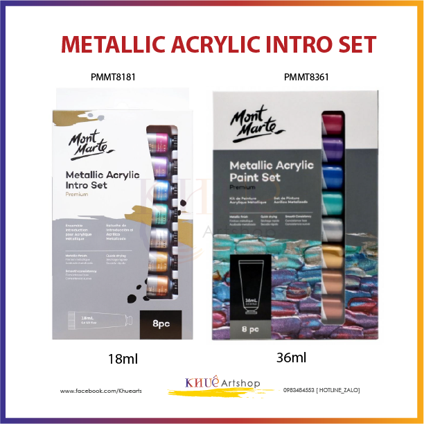 Metallic acrylic intro set Mont Marte/ Màu nhũ acrylic Mont Marte/ Set giới thiệu