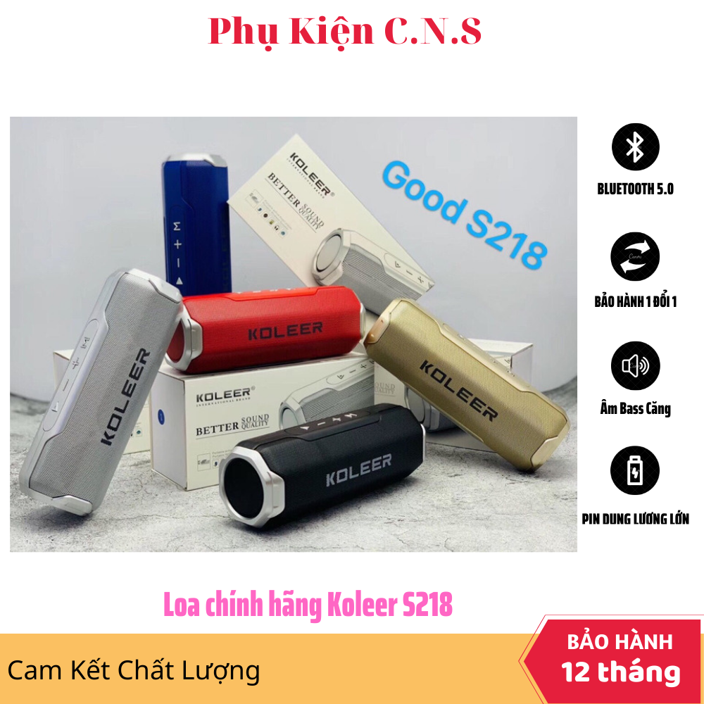 Loa bluetooth S218 loa chính hãng Koleer, loa mini giá rẻ, công suất 10W bass cực mạnh siêu hay, hỗ trợ thẻ nhớ/USB/AUX/FM