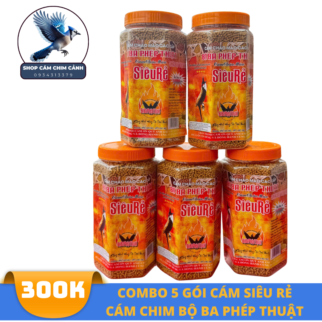 Combo 5 Cám Siêu Rẻ, Cám bộ ba phép thuật, cám dành cho cả chim thay lông và thi đấu, ăn quanh năm