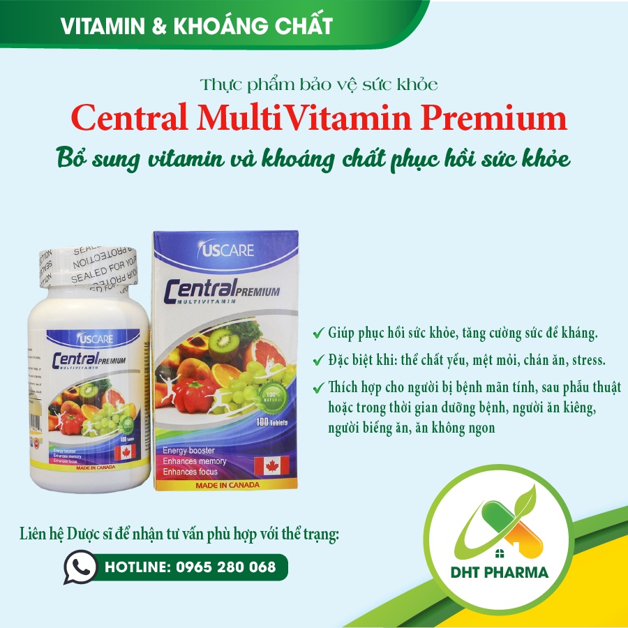 Central MultiVitamin Premium bổ sung vitamin và khoáng chất phục hồi sức khỏe (Hộp 100 viên)