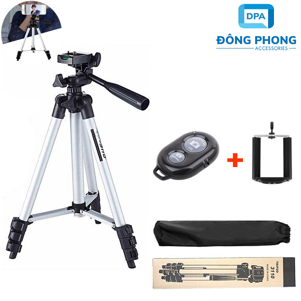 Combo tripod điện thoại, máy ảnh tf 3110 tặng kẹp & remote