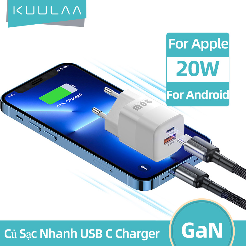 【50% OFF Voucher】KUULAA PD 20W Fast Charging Củ Sạc Nhanh USB C Charger For iPhone 12 Max 12 11 XS XR X 8 Plus PD Charger For Huawei Xiaomi Samsung iPad Air 4 iPad 2020 Mini Pro