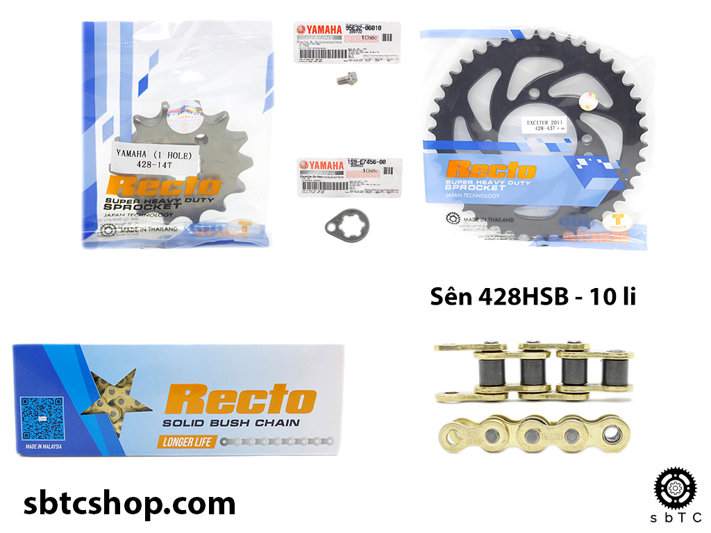 NSD Nhông sên dĩa Recto 10 li Yamaha YB125 chính hãng Thái Lan (KÈM PHE GÀI VÀ BULONG)