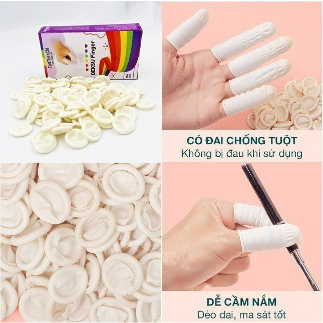 Hộp 100 cái bao ngón tay cao su