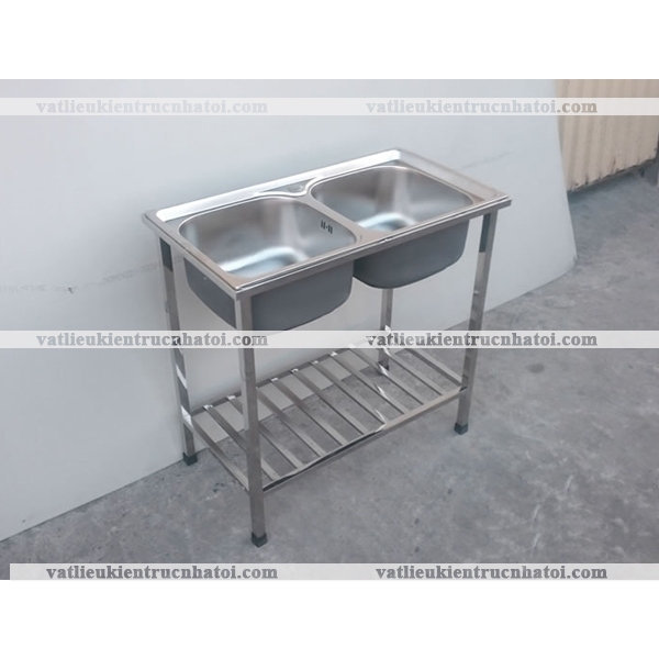 [HCM]Chậu rửa bát 2 hộc có chân CRC2H7843