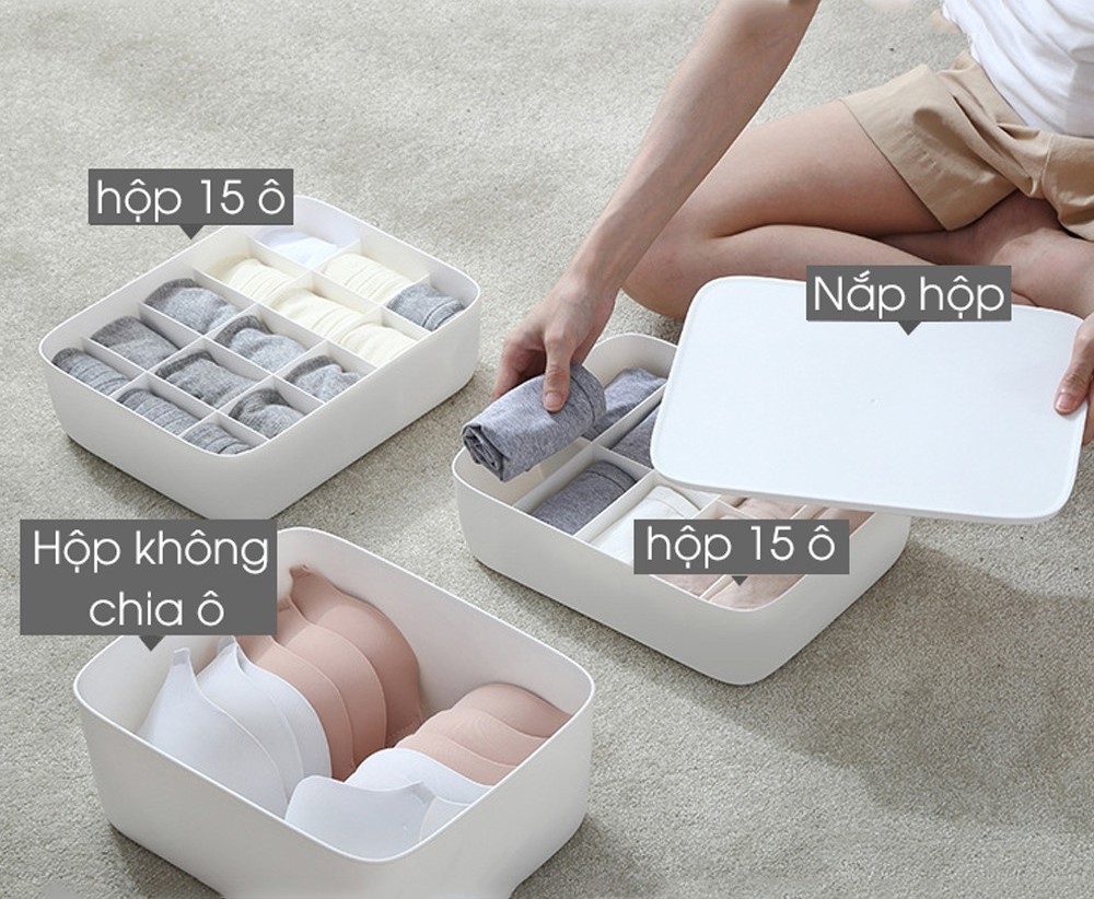Hộp đựng đồ lót, tất vớ, chia ngăn gọn gàng