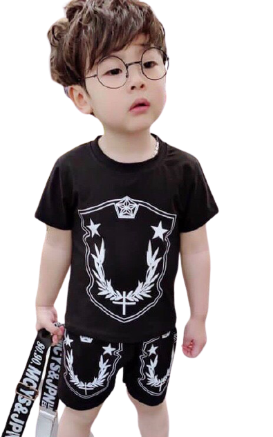 FREESHIP50K-QATE 305-Bộ Áo Cộc hUY HIÊU Bé Trai / Bé Gái 8-18kg