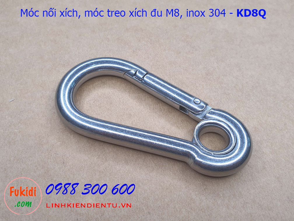 Móc treo xích đu, móc nối dây xích inox 304, kích thước M5, M6, M8 - model KD5Q, KD6Q và KD8Q
