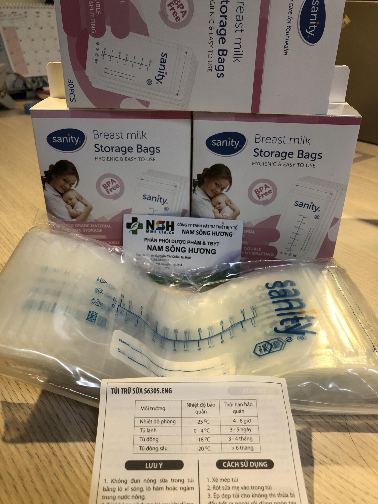 Túi trữ sữa sanity hộp 30 túi 210ml của đức