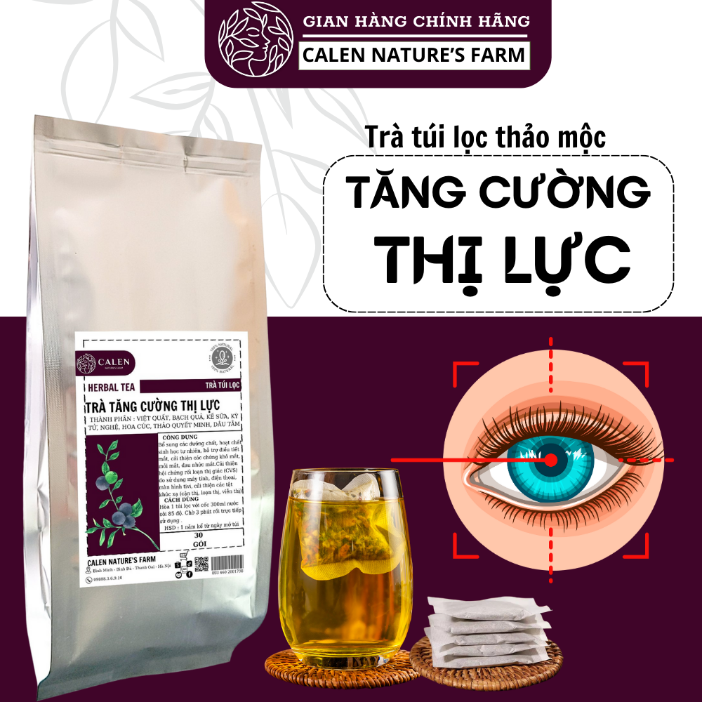 Trà bổ mắt Calen Nature Farm, sáng mắt , hỗ trợ chống ánh sáng xanh và tăng cường thị lực bịch 30 gói lọc