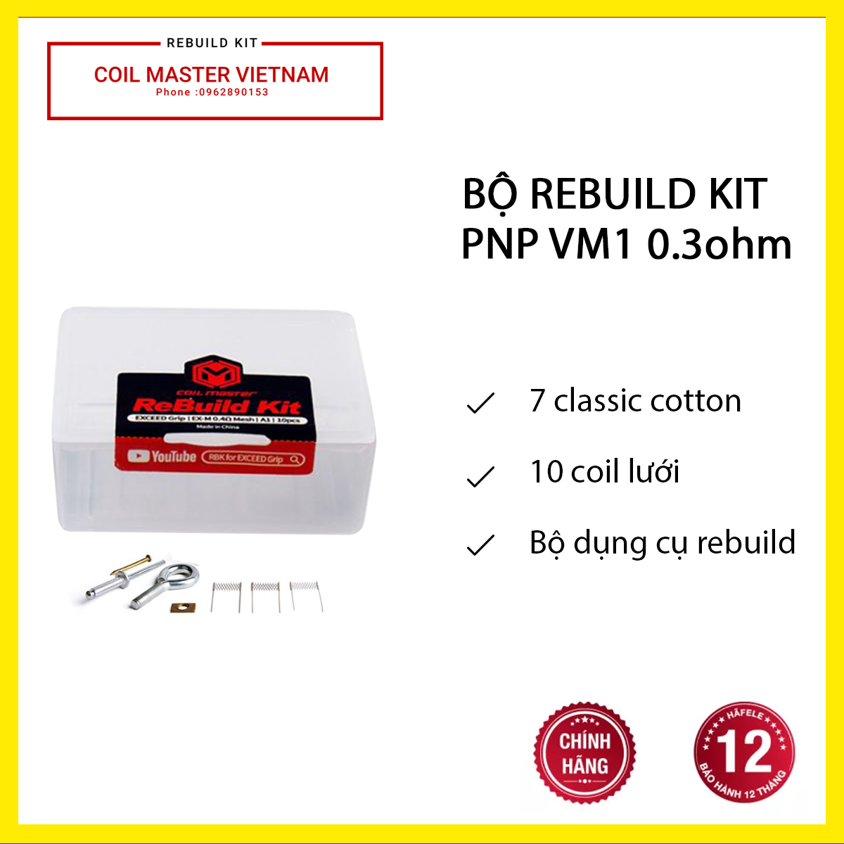 Bộ rebuild kit pnp vm1 0.3ohm - rebuild occ 0.3ohm coil lưới - hàng chính hãng