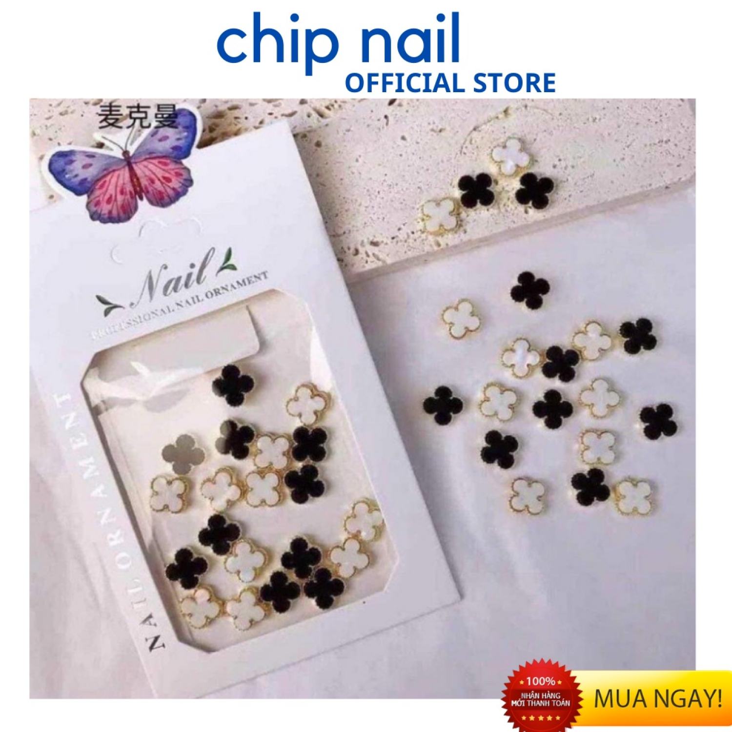 Sét charm nail cỏ 4 lá gắn móng