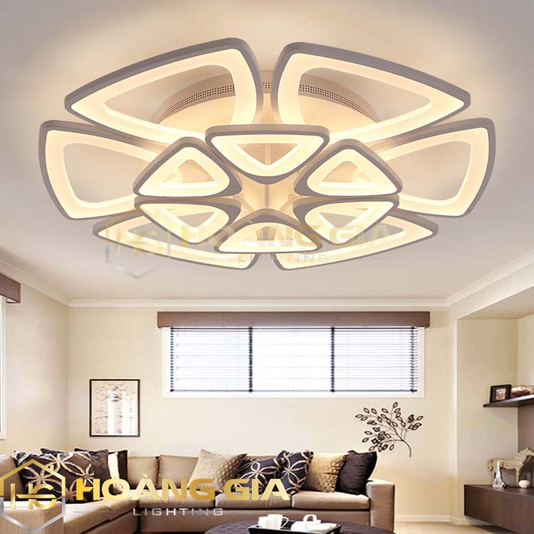 Đèn Ốp Trần - Đèn LED Ốp Trần 12 Lá Hình Tam Giác Trang Trí Phòng Khách Hiện Đại