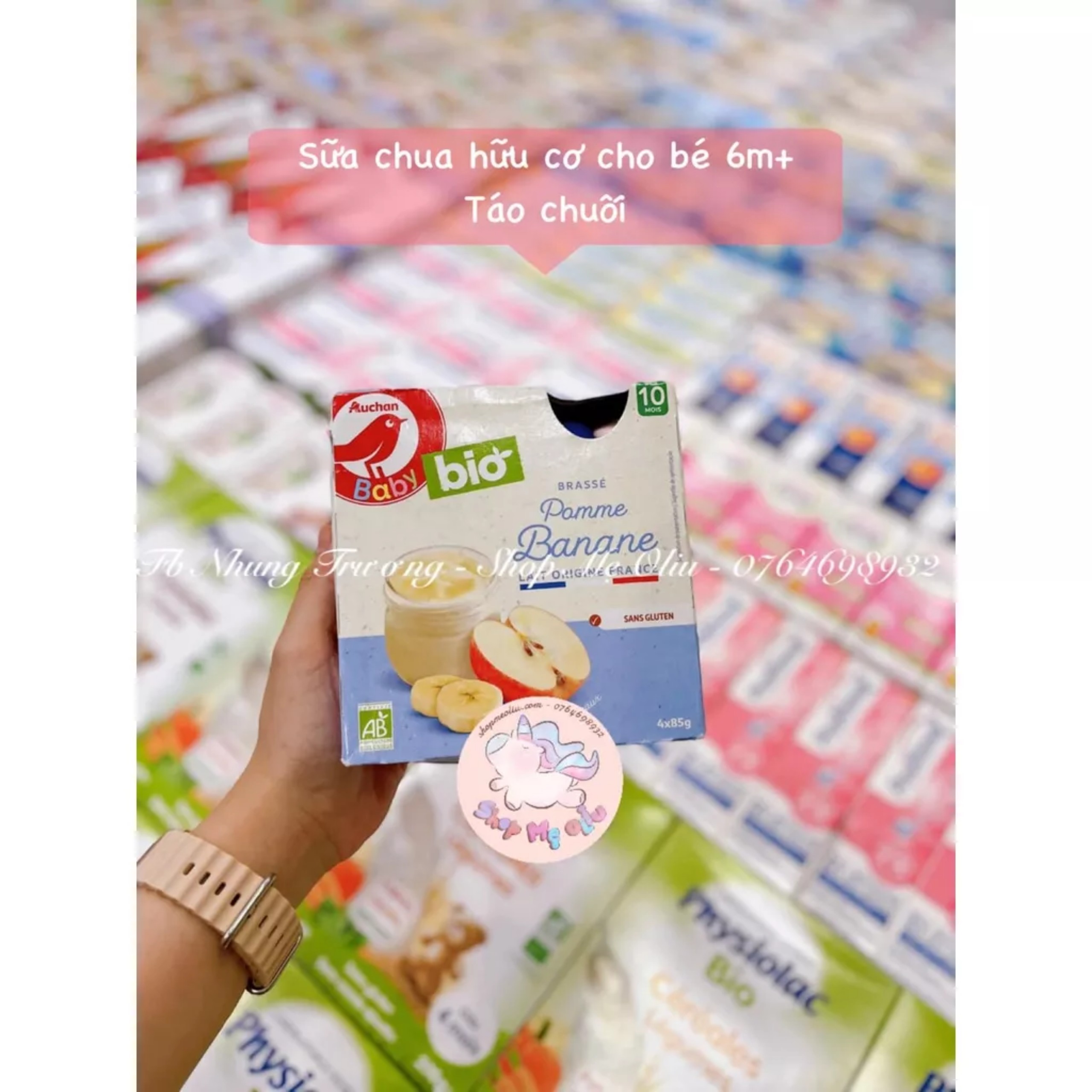 SHIP AIR Sữa chua hữu cơ Auchan Bio dạng túi cho bé từ 10 tháng 4 x 85g
