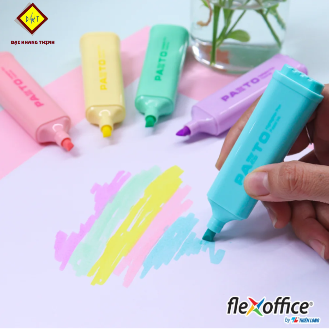 Bút dạ quang màu Pastel Thiên Long Flexoffice Pazto FO-HL009 VN