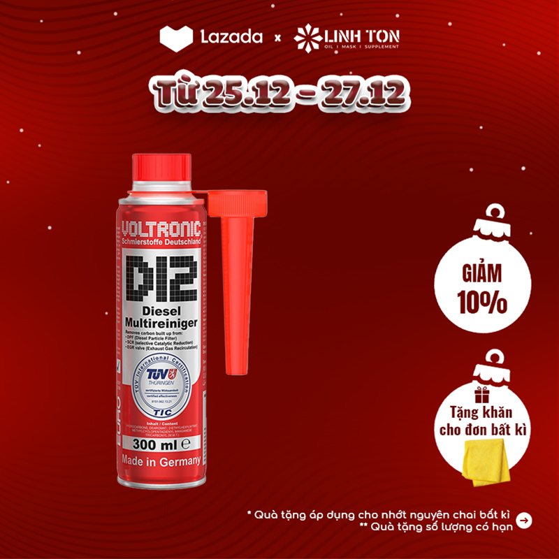 [HCM]Phụ gia vệ sinh hệ thống dầu và kim phun dành động cơ Diesel VOLTRONIC D12 DIESEL MULTIREINIGER