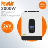 PowMr 3KW Biến tần năng lượng mặt trời lai 230Vac tích hợp 80A MPPT Bộ điều khiển sạc năng lượng mặt trời Điện áp khởi động PV 30Voc 50/60Hz Biến tần sóng sin tinh khiết tự động