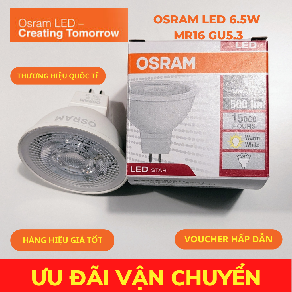 Bóng đèn led osram 6.5w đui gu5.3 - tiết kiệm điện, chiếu sáng hiệu quả - giá sốc 11.11