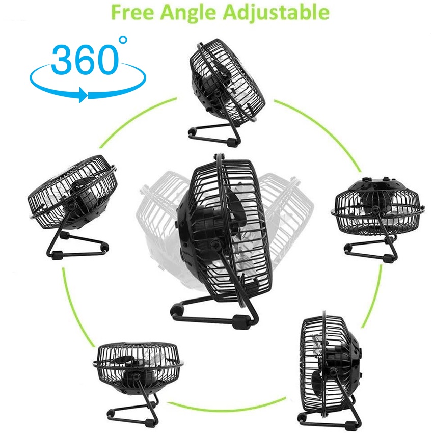 Quạt usb mini fan lileng 819 loại 3 cánh, lồng sắt 18cm quay 360 độ tiện dụng - tpf1