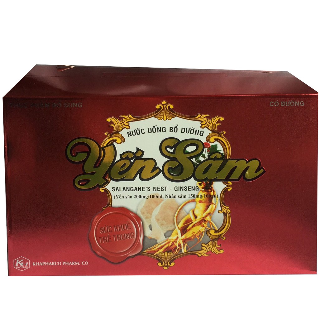 Nước yến sâm có đường-dược khánh hoà hộp 10 chai x100ml, nước yến sâm, pp sâm yến 3a