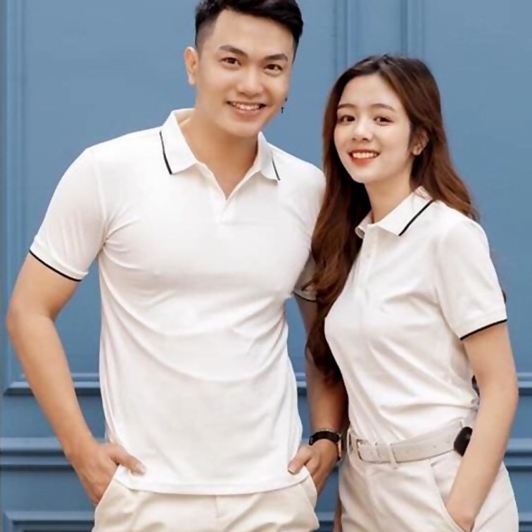 Áo thun có cổ cá sấu mè thể thao nhẹ mát có viền cực xinh