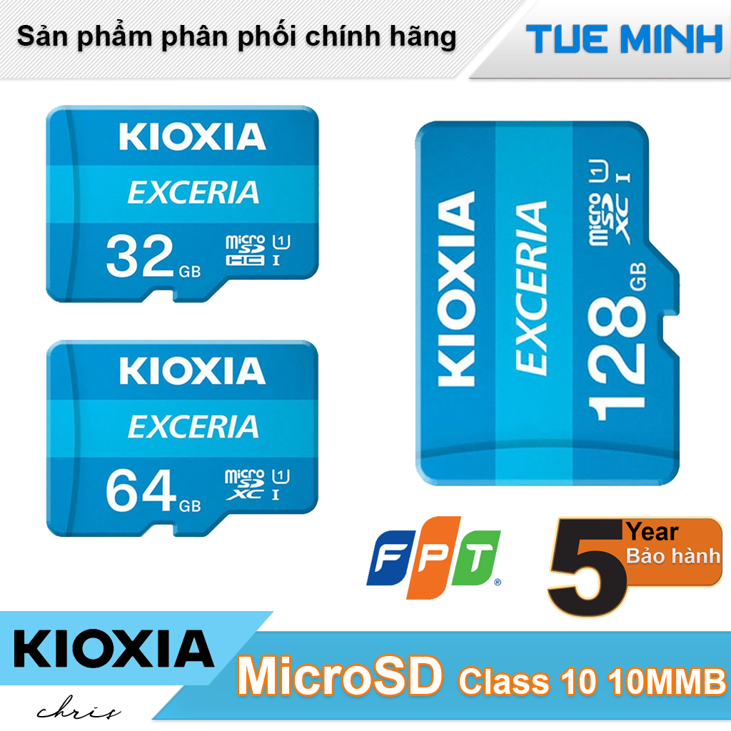 Thẻ nhớ microsd kioxia tốc độ class 10 u1 100mb - hàng chính hãng fpt phân phối