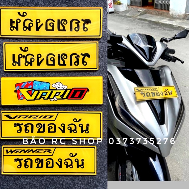 Mica bảng tên mẩu chữ Thái gắn các dòng xe