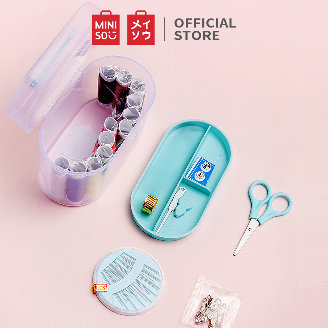 Hộp kim chỉ Miniso - Hàng chính hãng kim chỉ may đồ hộp đựng kim chỉ hộp đựng kim chỉ đa năng hộp kim chỉ đa năng chỉ may quần áo kim chỉ đa năng hộp kim chỉ da năng chỉ may đồ