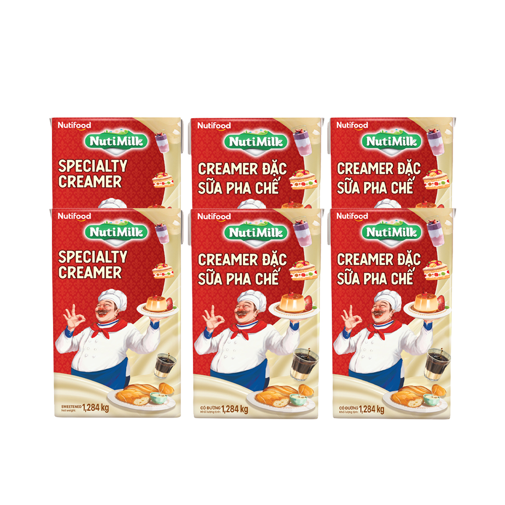 Combo 06 creamer đặc sữa pha chế có đường nuti hộp 1284g - thương hiệu nutifood