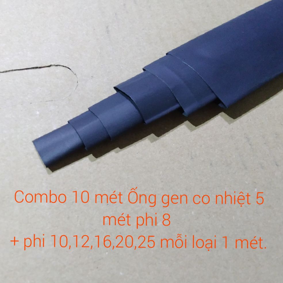 [HCM]Combo 10 mét ống gen co nhiệt 6 kích cỡ trung bình. 5 mét phi 8 và phi 10 12162025 mỗi loại 1m.