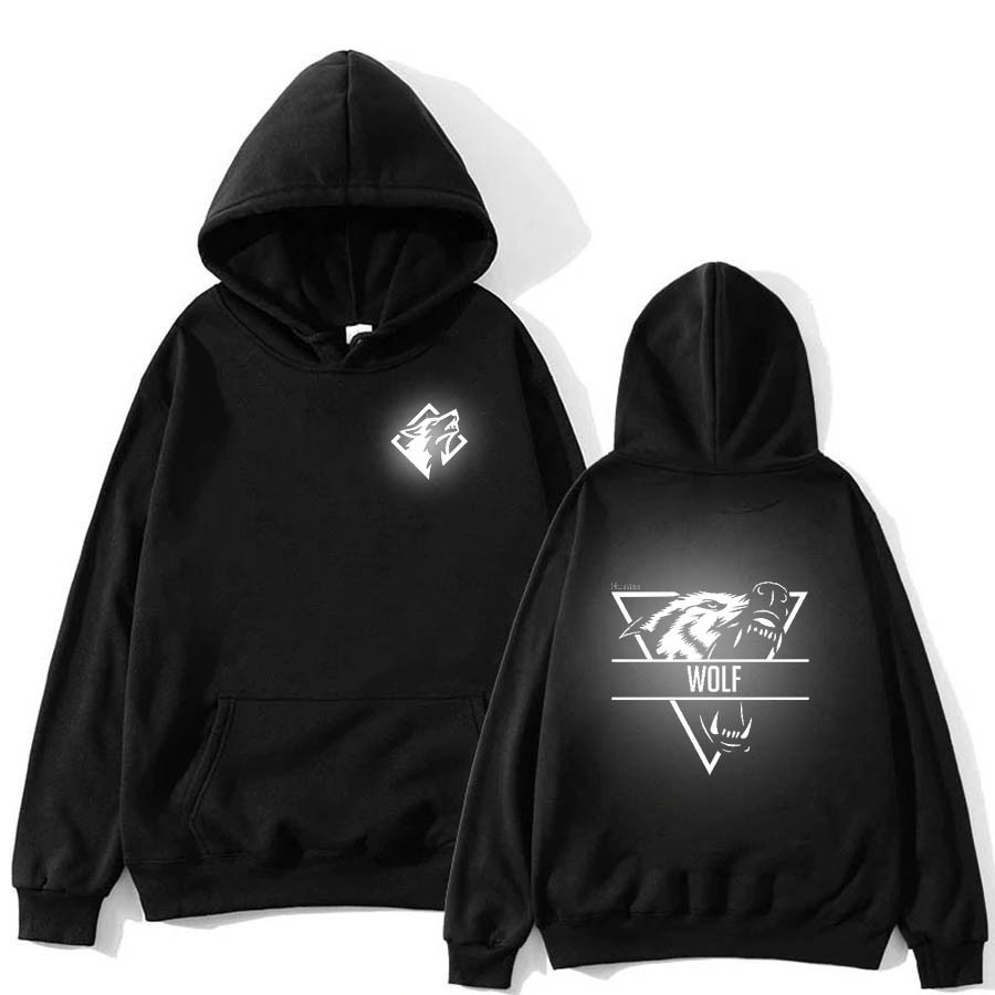 Áo hoodie vải nỉ phản quang nam nữ mẫu sói cực đẹp 2021