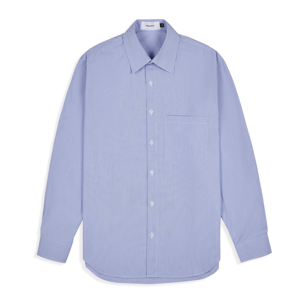 Áo sơ mi sọc xanh form rộng - Oversized Blue Striped Shirt