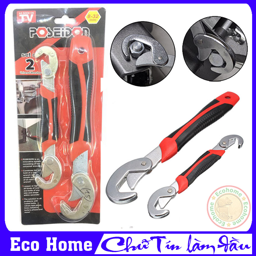 Bộ 2 cờ lê đa năng tiện dụng. Bộ 2 cờ lê Poseidon - Snap'n Grip cao cấp 9-32mm. Bảo hành 1 đổi 1 tại Eco Home