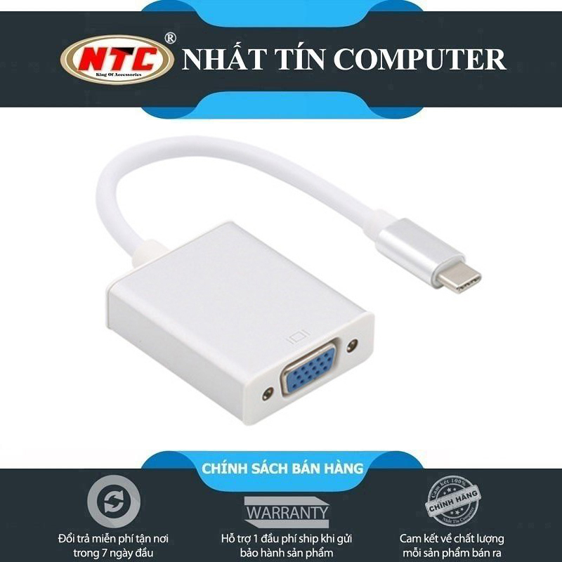 Cáp chuyển đổi typeC sang VGA VS - hỗ trợ FullHD (Màu Random) - Nhất Tín Computer