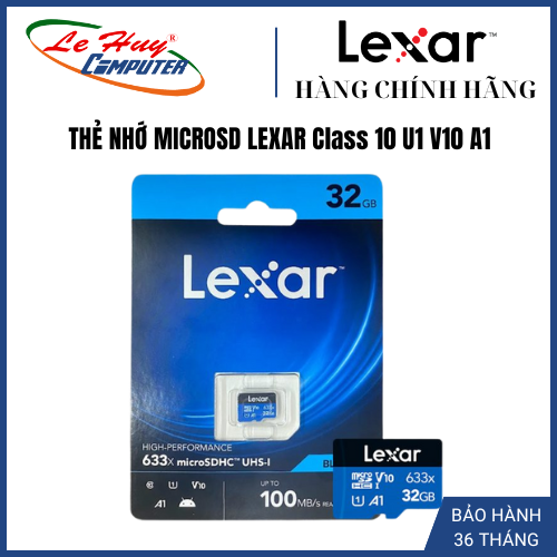 Thẻ Nhớ MicroSDHC Lexar 32GB Class 10 U1 V10 A1 LSDMI32BB633A